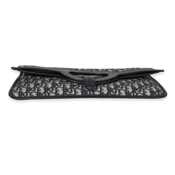 Dior Blue Oblique Jacquard Fold Over Clutch - Picture 4 of 7